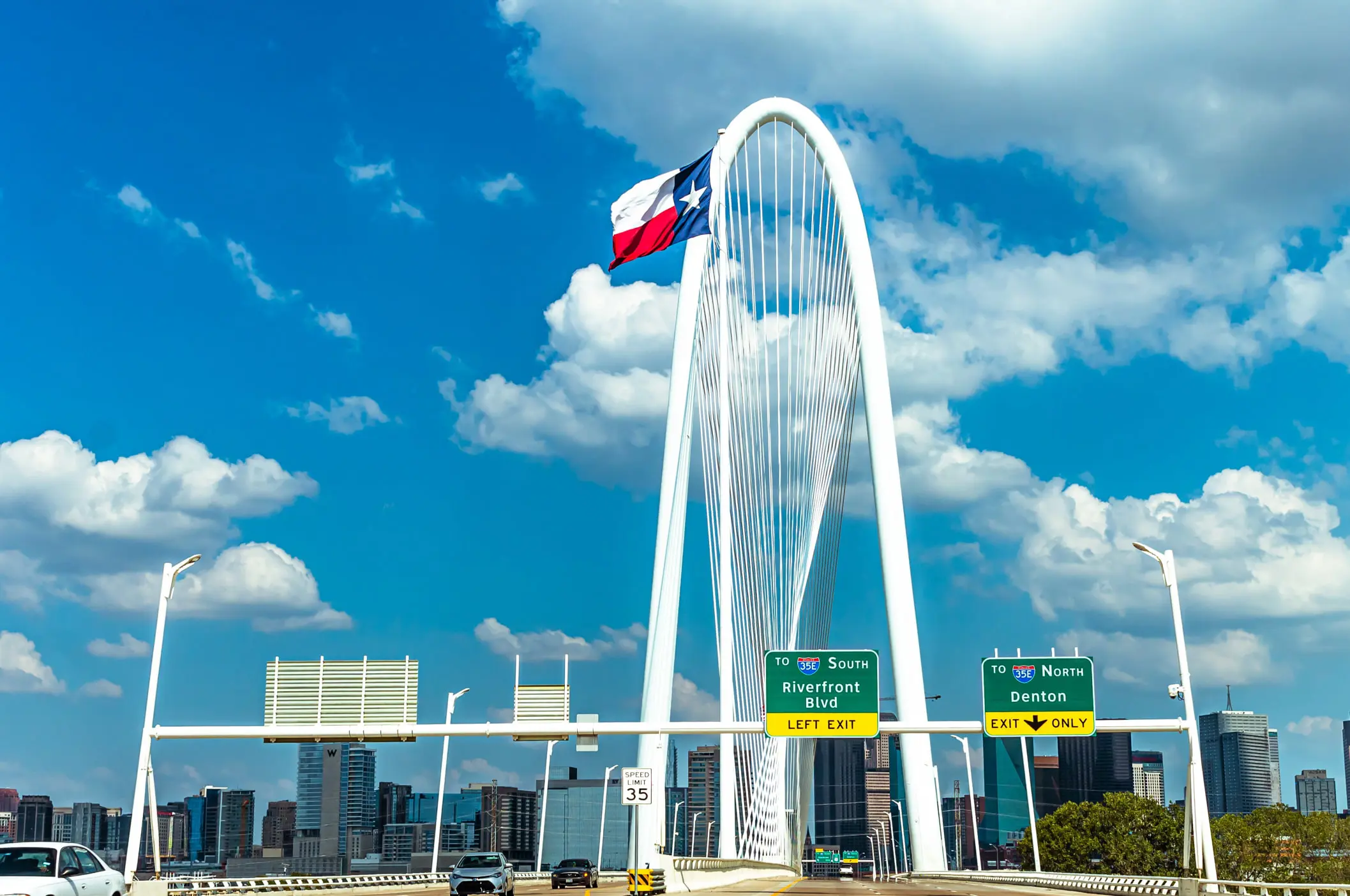 Texas Flag over Bridge
