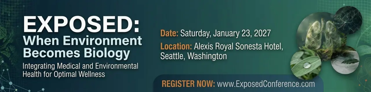 EXPOSED conference: Integrating Medical and Environmental Health for Optimal Wellness, Seattle, January 23, 2027.