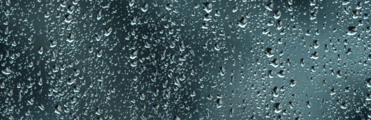 Raindrops cover a glass surface with a blurred blue background. The white logo in the top left corner reads Mold Inspection Sciences, emphasizing thorough inspection and assessment.